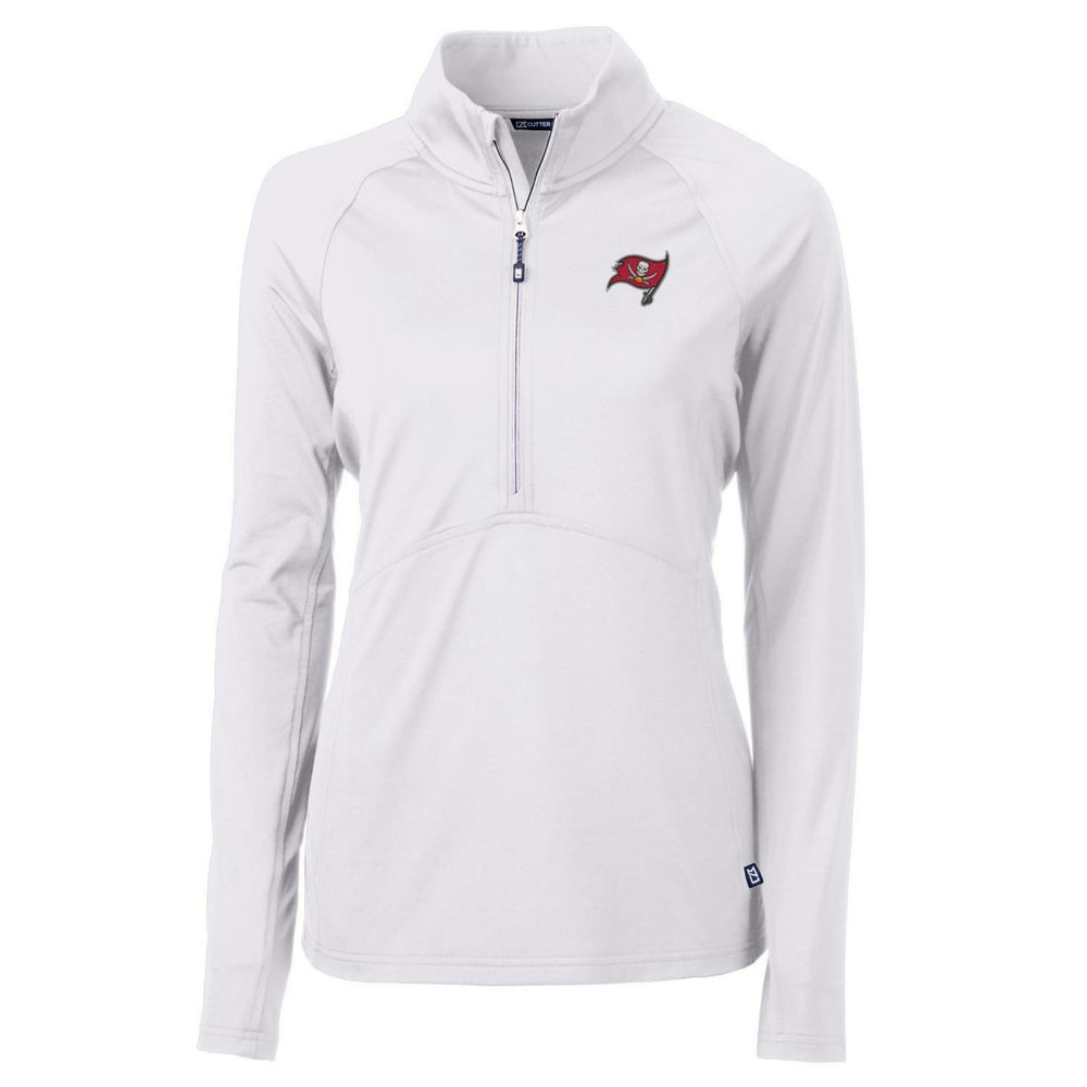 Tampa Bay Buccaneers Cutter & Buck Women's Adapt Eco Knit Half-Zip Pullover Jacket - White Pullover