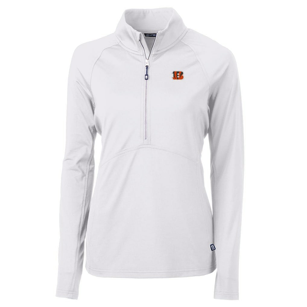 Cincinnati Bengals Cutter & Buck Women's Adapt Eco Knit Half-Zip Pullover Jacket - White Pullover