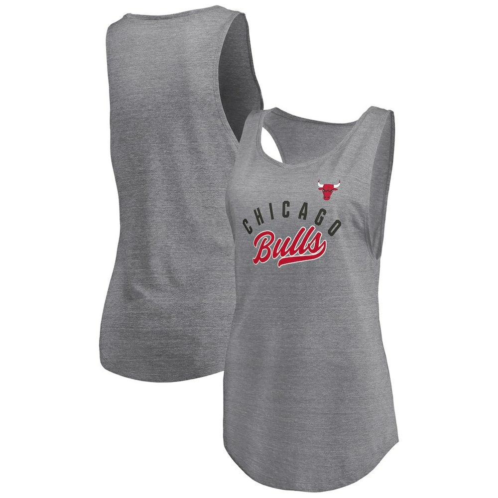 Chicago Bulls Women's Quality Time Open Scoop Neck Tri-Blend Tank Top Heathered Gray - Fanatics outlet