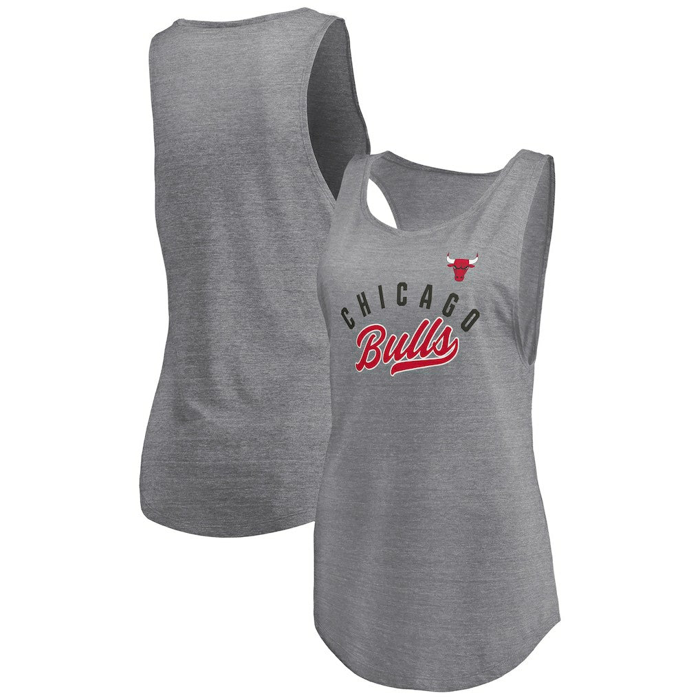 Chicago Bulls Women's Quality Time Open Scoop Neck Tri-Blend Tank Top Heathered Gray - Fanatics outlet