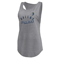 Dallas Mavericks Women's Quality Time Open Scoop Neck Tri-Blend Tank Top Heathered Gray - Fanatics