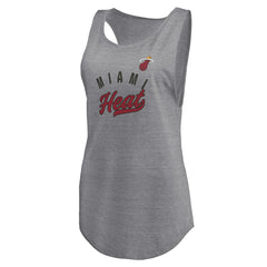 Miami Heat Women's Quality Time Open Scoop Neck Tri-Blend Tank Top Heathered Gray - Fanatics