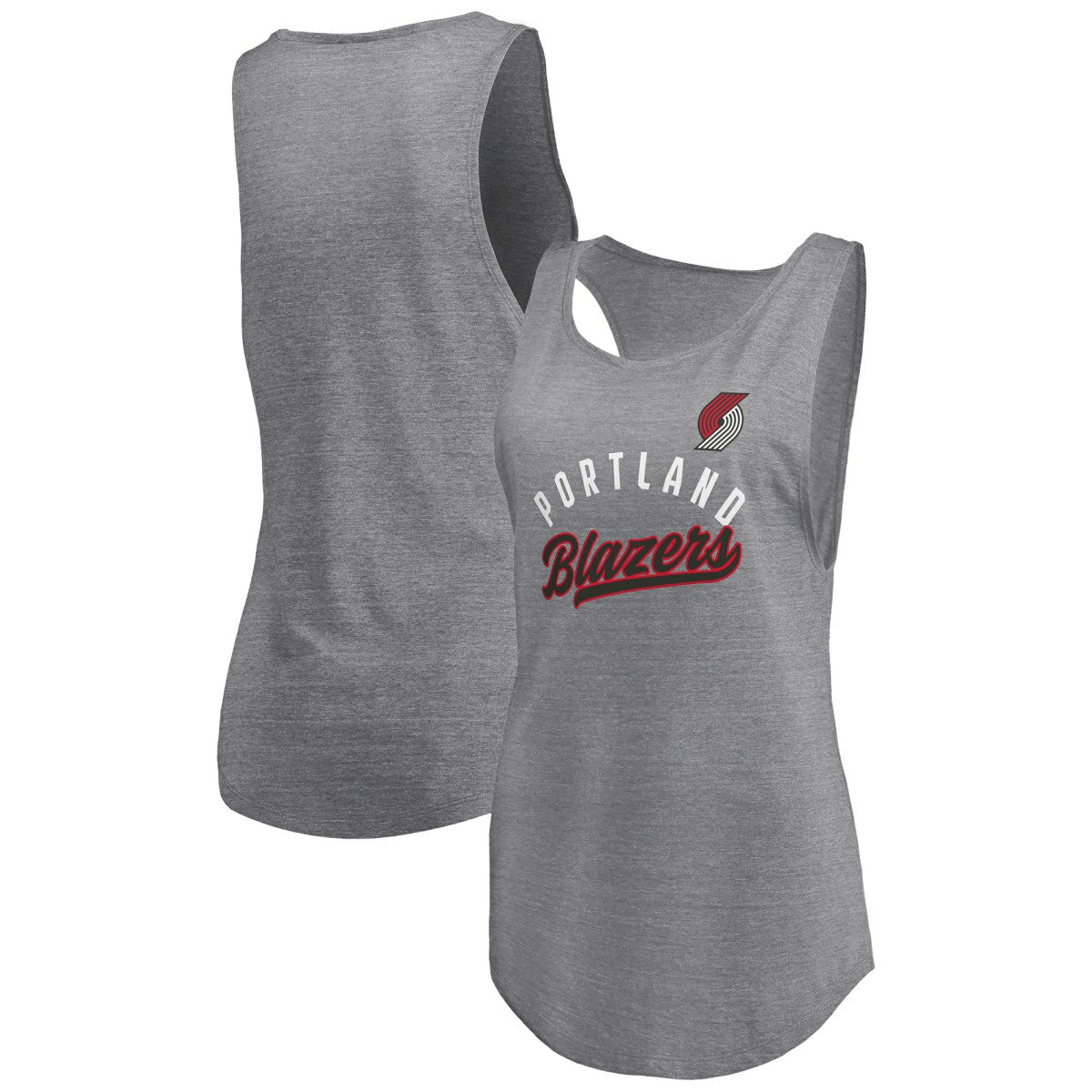 Portland Trail Blazers Women's Quality Time Open Scoop Neck Tri-Blend Tank Top Heathered Gray - Fanatics