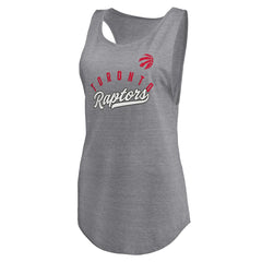 Toronto Raptors Women's Quality Time Open Scoop Neck Tri-Blend Tank Top Heathered Gray - Fanatics