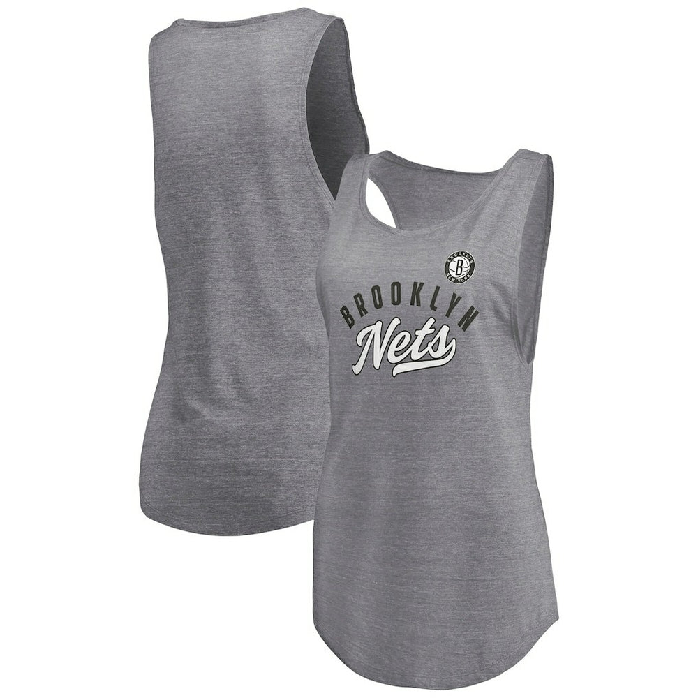 Brooklyn Nets Women's Quality Time Open Scoop Neck Tri-Blend Tank Top Heathered Gray - Fanatics outlet