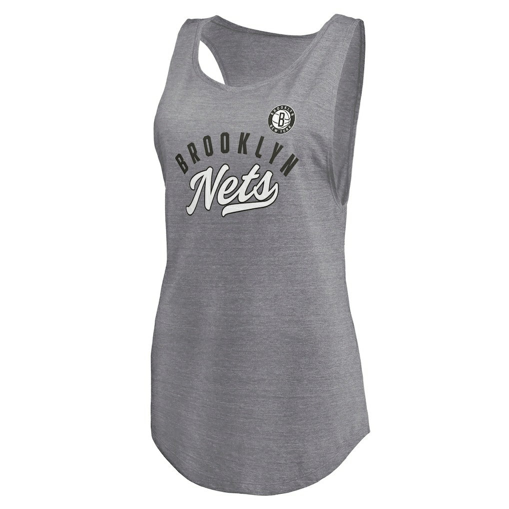 Brooklyn Nets Women's Quality Time Open Scoop Neck Tri-Blend Tank Top Heathered Gray - Fanatics outlet
