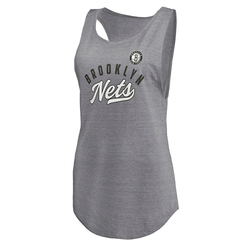 Brooklyn Nets Women's Quality Time Open Scoop Neck Tri-Blend Tank Top Heathered Gray - Fanatics outlet