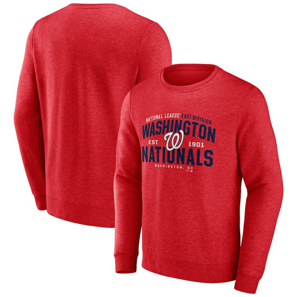 Washington Nationals Fanatics Classic Move Pullover Sweatshirt - Heathered Red Pullover