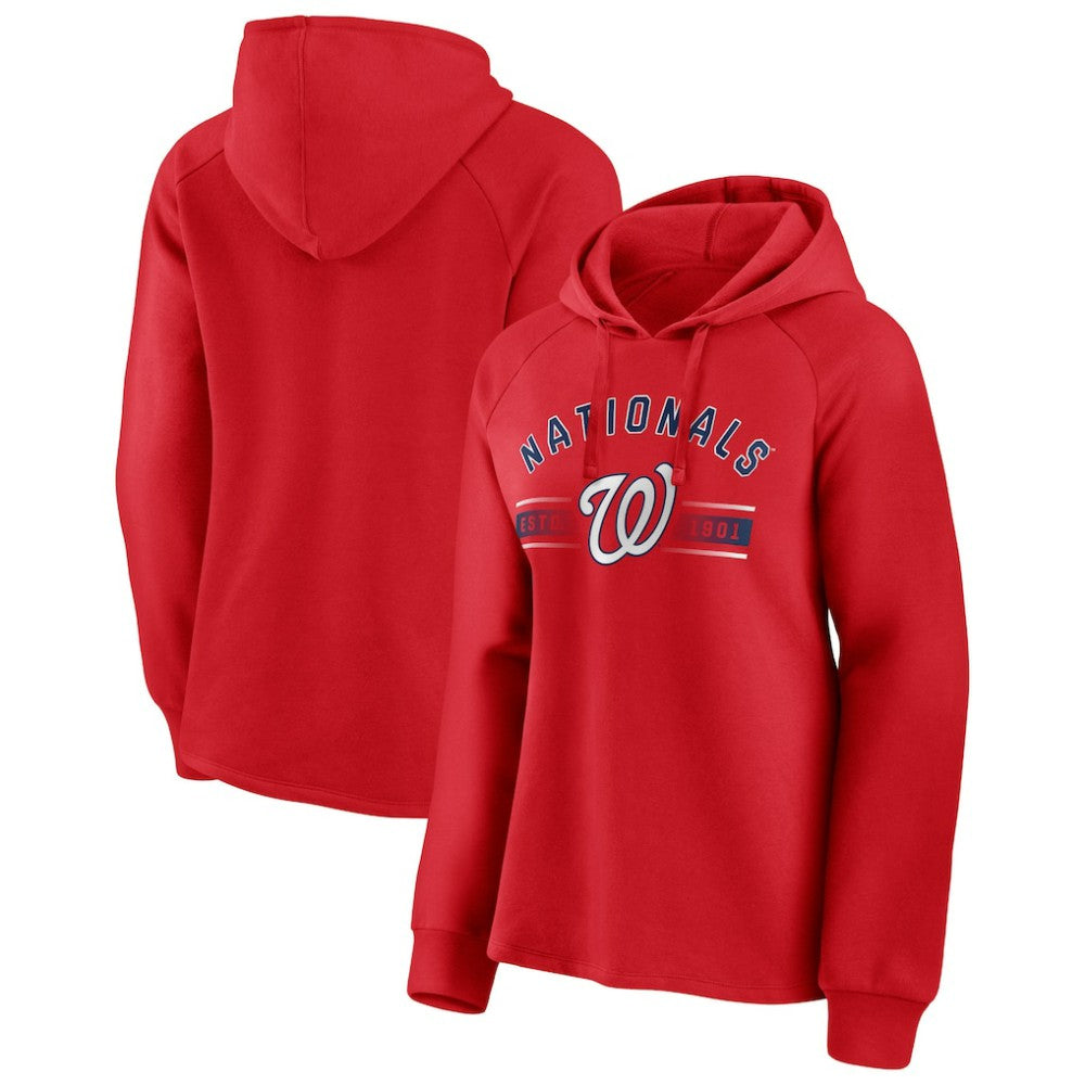 Washington Nationals Fanatics Women's Perfect Play Raglan Pullover Hoodie - Red Hoodies