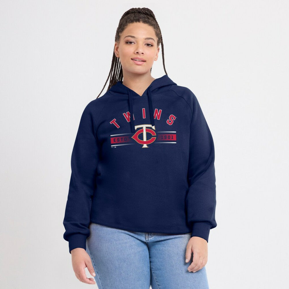 Minnesota Twins Fanatics Women's Perfect Play Raglan Pullover Hoodie - Navy Hoodies