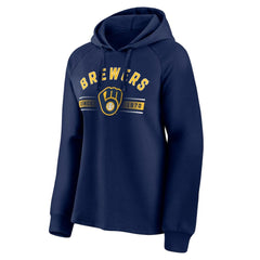 Milwaukee Brewers Fanatics Women's Perfect Play Raglan Pullover Hoodie - Navy Hoodies
