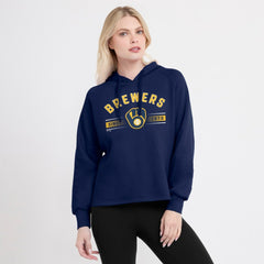 Milwaukee Brewers Fanatics Women's Perfect Play Raglan Pullover Hoodie - Navy Hoodies