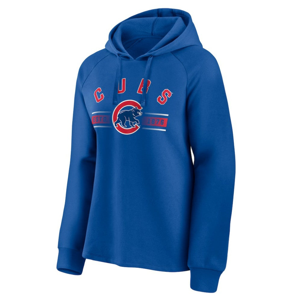 Chicago Cubs Fanatics Women's Perfect Play Raglan Pullover Hoodie - Royal Hoodies
