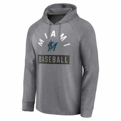 Miami Marlins Fanatics No Time Off Raglan Pullover Hoodie - Gray Hoodies