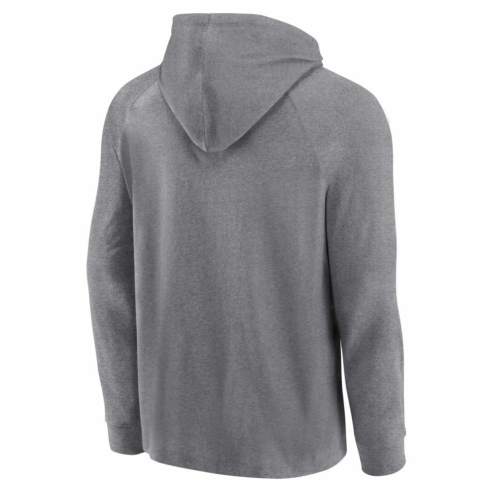Miami Marlins Fanatics No Time Off Raglan Pullover Hoodie - Gray Hoodies