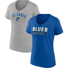 St. Louis Blues Fanatics Women's Parent 2-Pack V-Neck T-Shirt Set - Blue/Heathered Gray | US 4444026