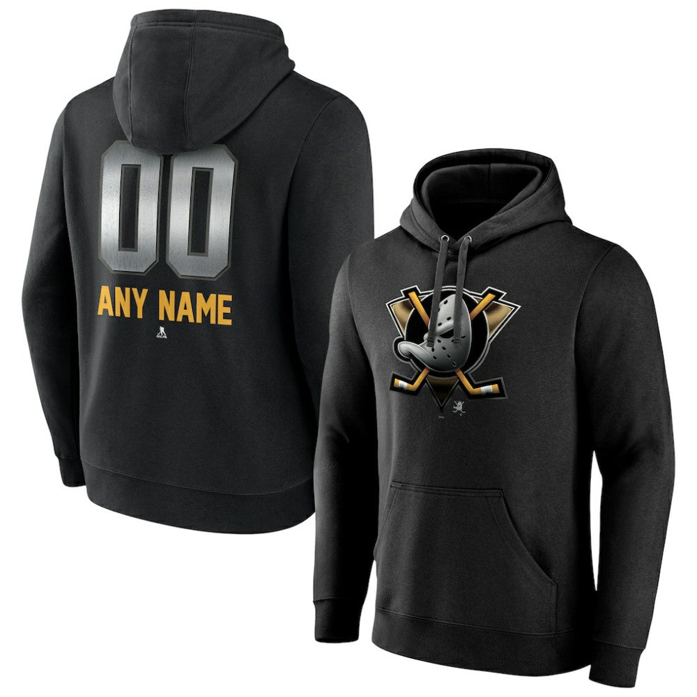 Anaheim Ducks Personalized Midnight Mascot Logo Pullover Hoodie - Black | US 4444379