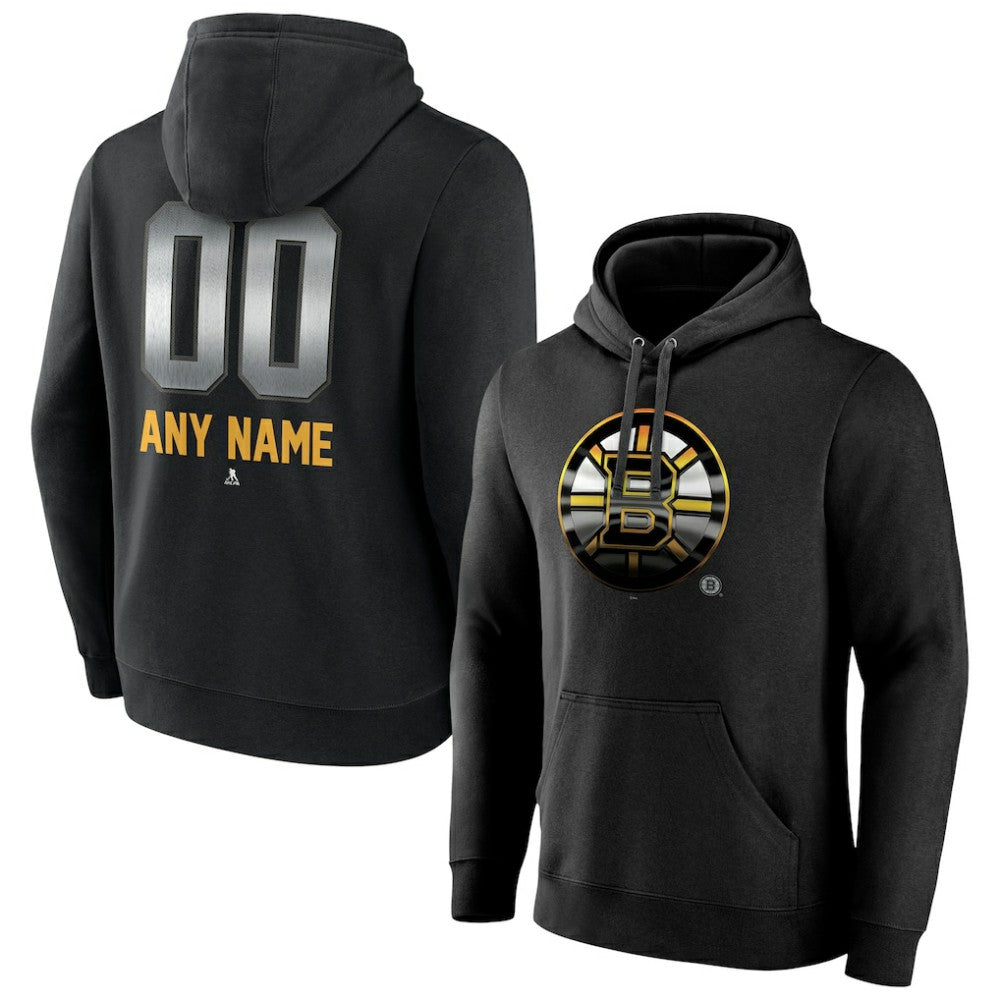 Boston Bruins Personalized Midnight Mascot Logo Pullover Hoodie - Black | US 4444381