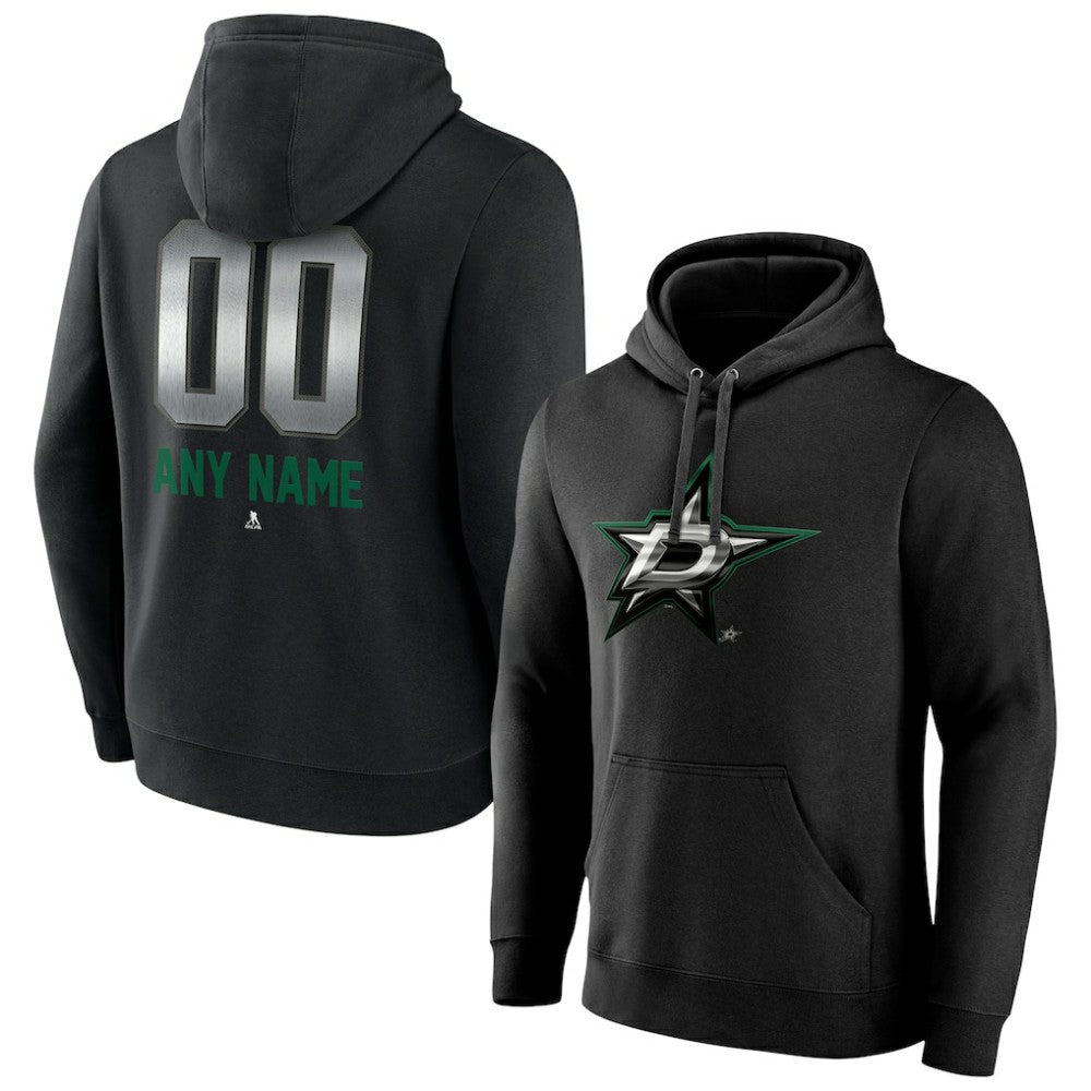 Dallas Stars Personalized Midnight Mascot Logo Pullover Hoodie - Black | US 4444386