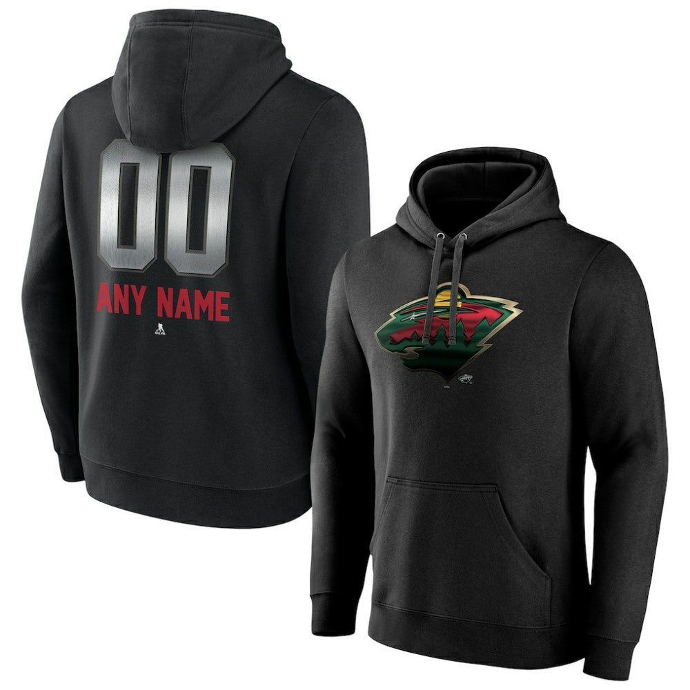 Minnesota Wild Personalized Midnight Mascot Logo Pullover Hoodie - Black | US 4444391