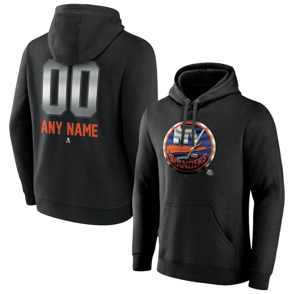 New York Islanders Personalized Midnight Mascot Logo Pullover Hoodie - Black | US 4444395