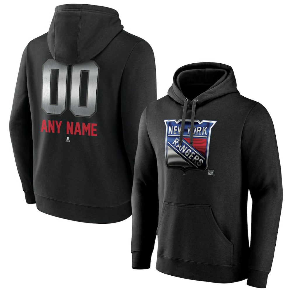 New York Rangers Personalized Midnight Mascot Logo Pullover Hoodie - Black | US 4444396