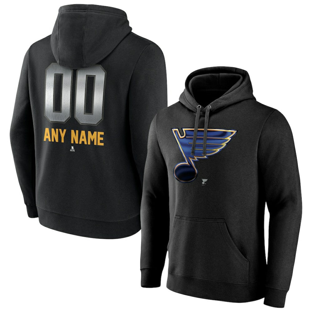 St. Louis Blues Personalized Midnight Mascot Logo Pullover Hoodie - Black | US 4444400