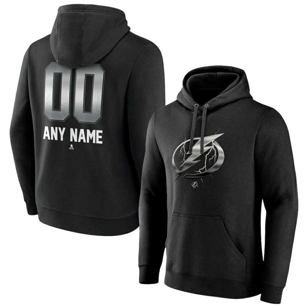 Tampa Bay Lightning Personalized Midnight Mascot Logo Pullover Hoodie - Black | US 4444401