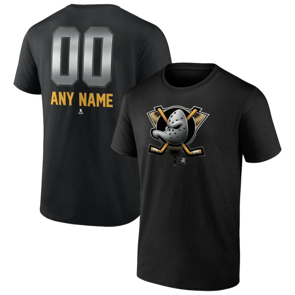 Anaheim Ducks Personalized Midnight Mascot Logo T-Shirt - Black | US 4444408