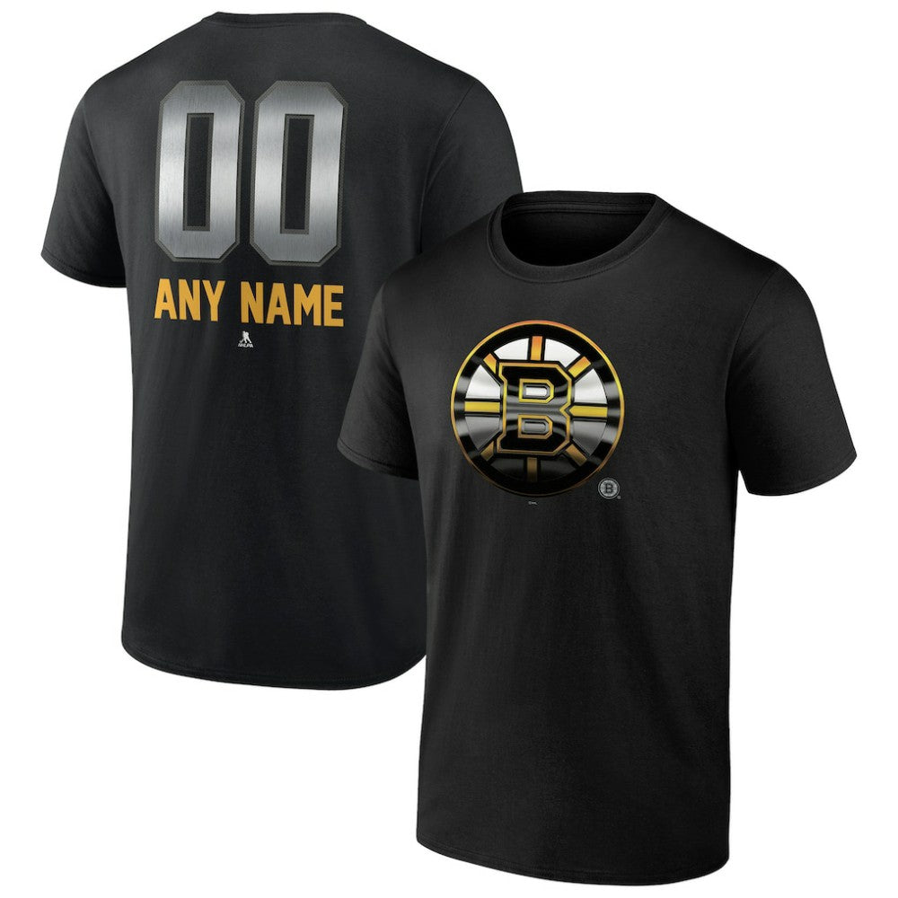 Boston Bruins Personalized Midnight Mascot Logo T-Shirt - Black | US 4444410