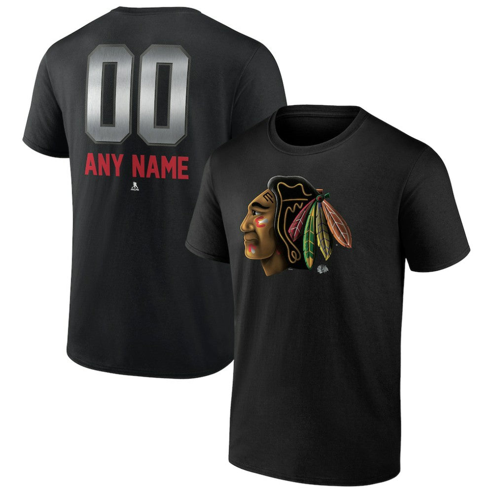 Chicago Blackhawks Personalized Midnight Mascot Logo T-Shirt - Black | US 4444412