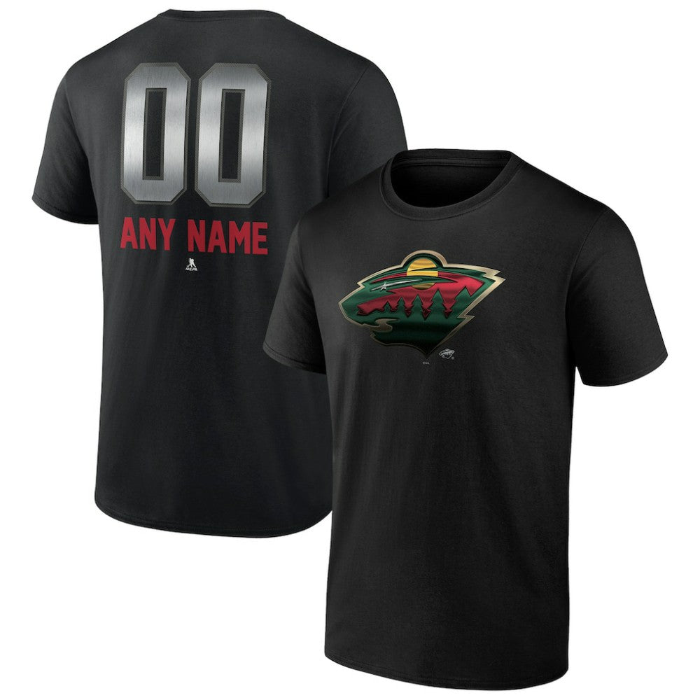 Minnesota Wild Personalized Midnight Mascot Logo T-Shirt - Black | US 4444420