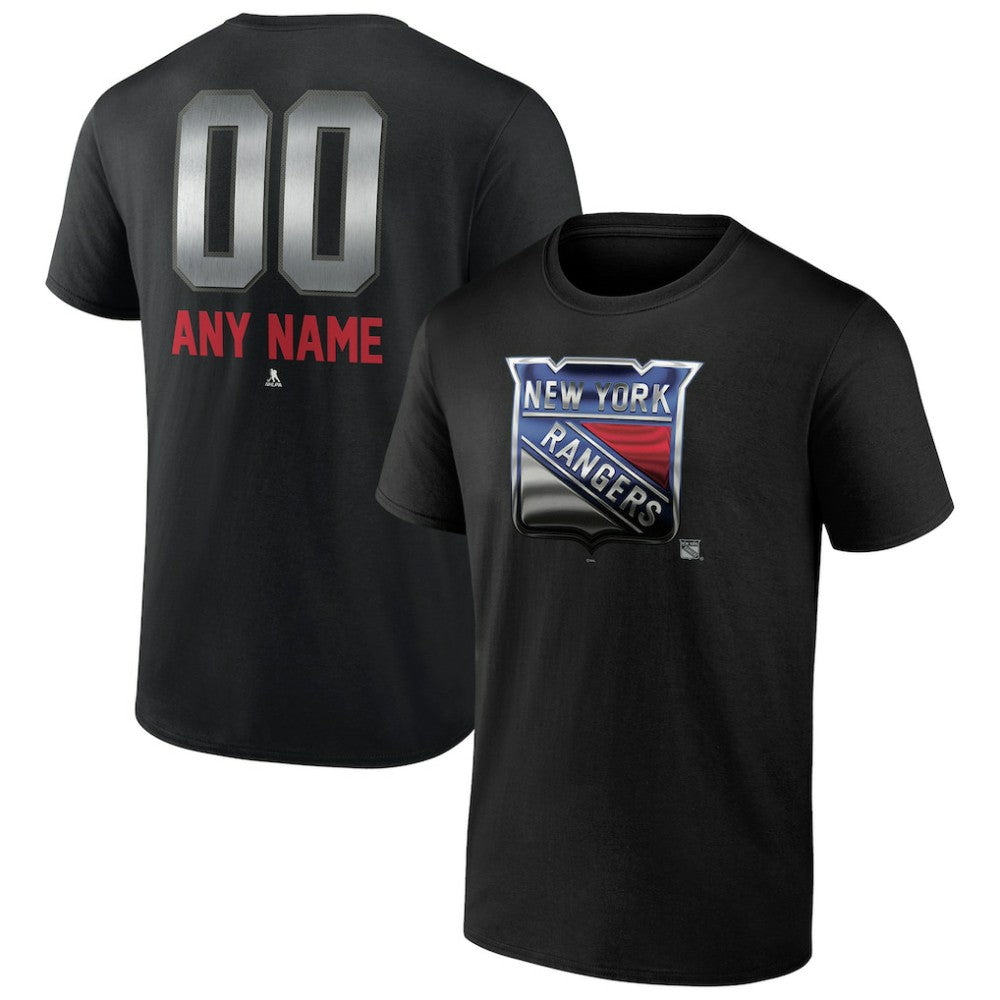 New York Rangers Personalized Midnight Mascot Logo T-Shirt - Black | US 4444425