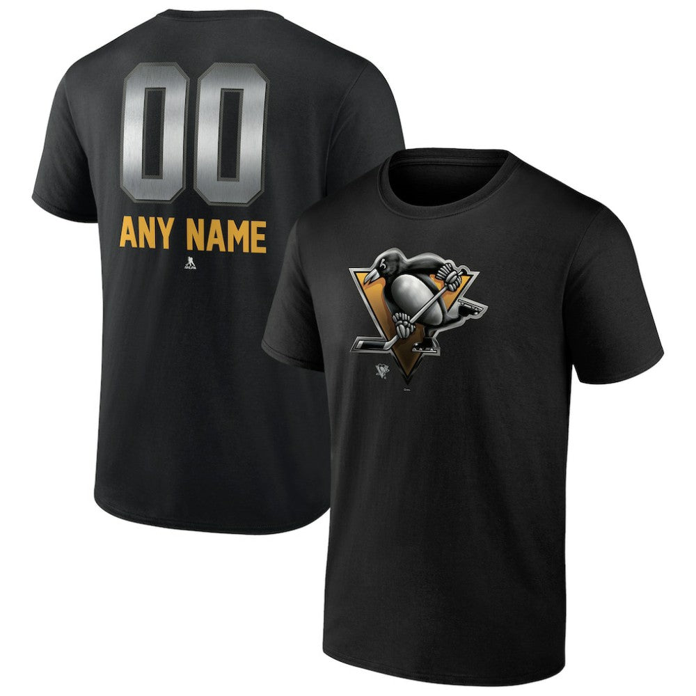 Pittsburgh Penguins Personalized Midnight Mascot Logo T-Shirt - Black | US 4444427
