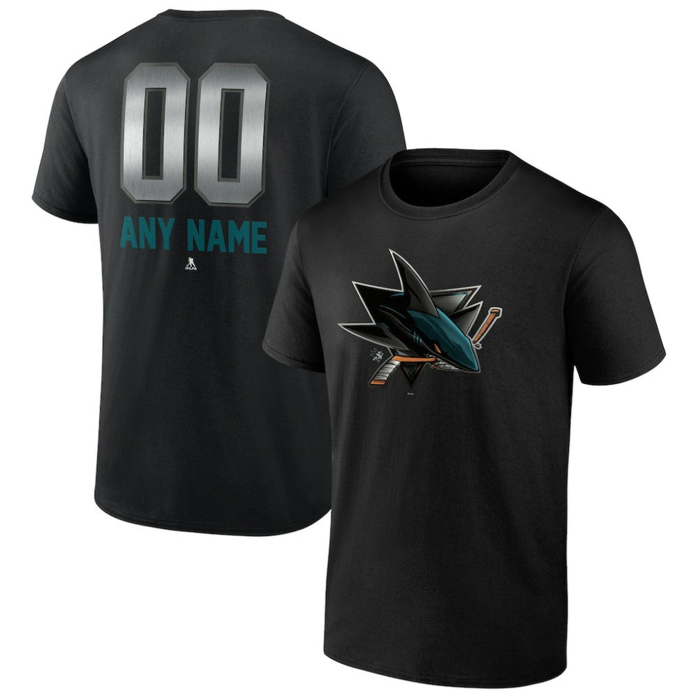 San Jose Sharks Personalized Midnight Mascot Logo T-Shirt - Black | US 4444428
