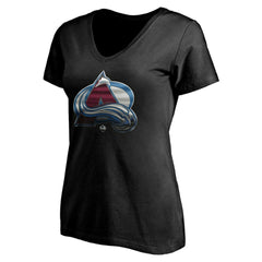 Colorado Avalanche Women's Personalized Midnight Mascot Logo V-Neck T-Shirt - Black | US 4444441