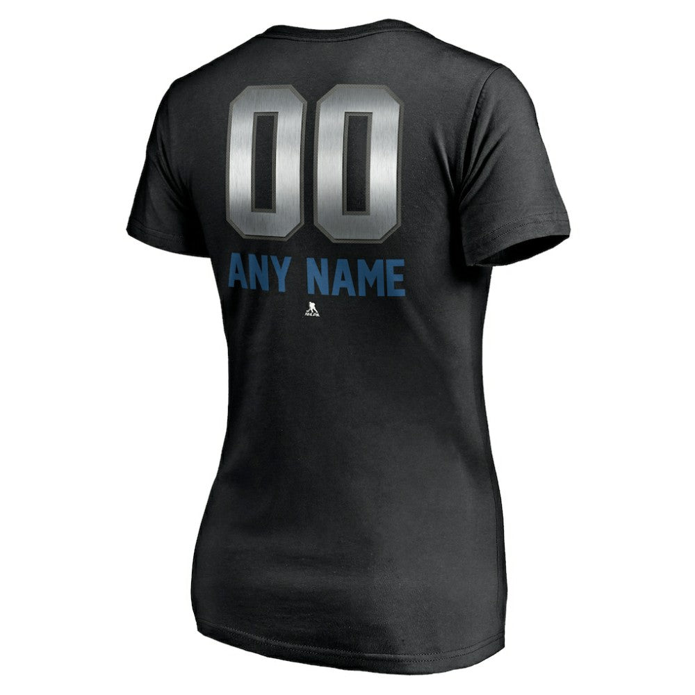 Colorado Avalanche Women's Personalized Midnight Mascot Logo V-Neck T-Shirt - Black | US 4444441