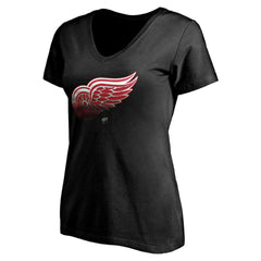 Detroit Red Wings Women's Personalized Midnight Mascot Logo V-Neck T-Shirt - Black | US 4444444