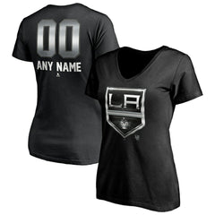Los Angeles Kings Women's Personalized Midnight Mascot Logo V-Neck T-Shirt - Black | US 4444447