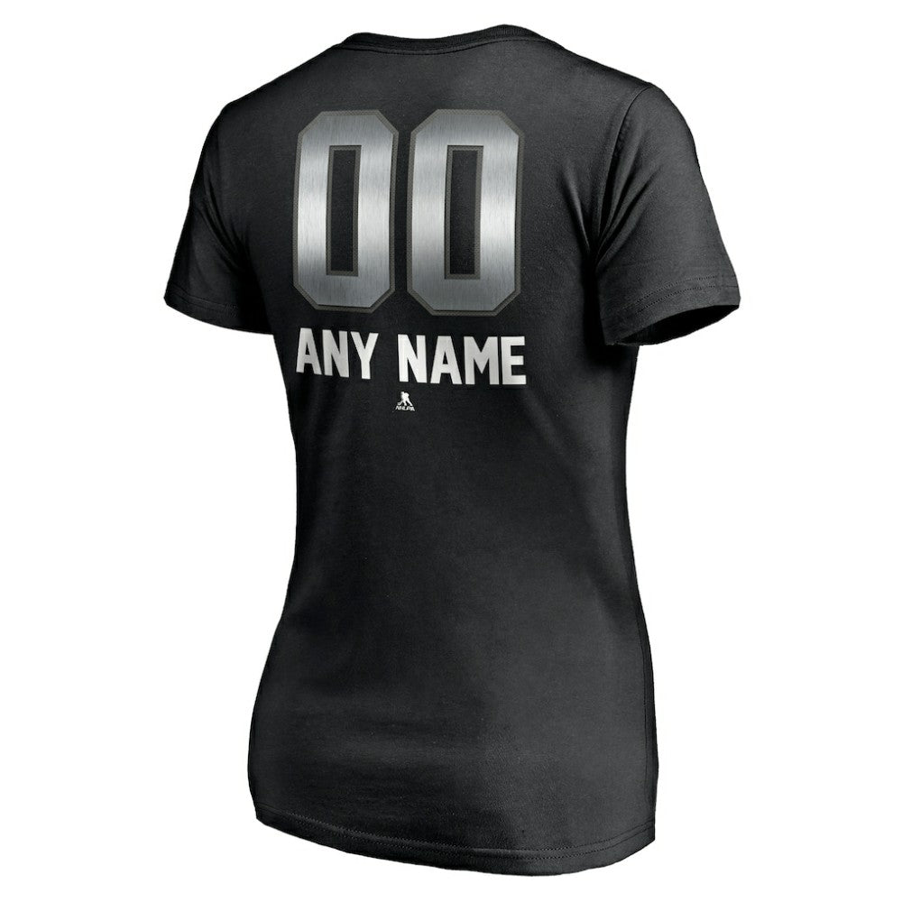 Los Angeles Kings Women's Personalized Midnight Mascot Logo V-Neck T-Shirt - Black | US 4444447