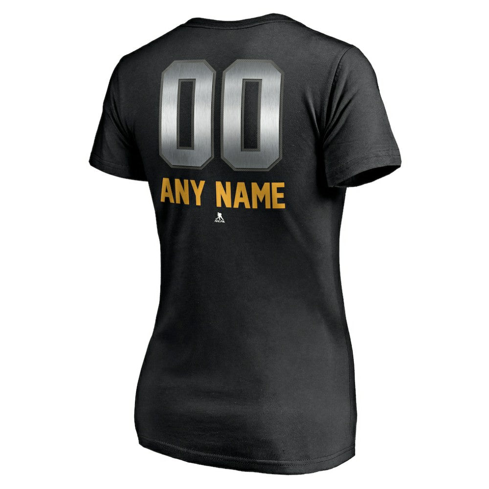 Nashville Predators Women's Personalized Midnight Mascot Logo V-Neck T-Shirt - Black | US 4444450