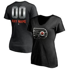 Philadelphia Flyers Women's Personalized Midnight Mascot Logo V-Neck T-Shirt - Black | US 4444454