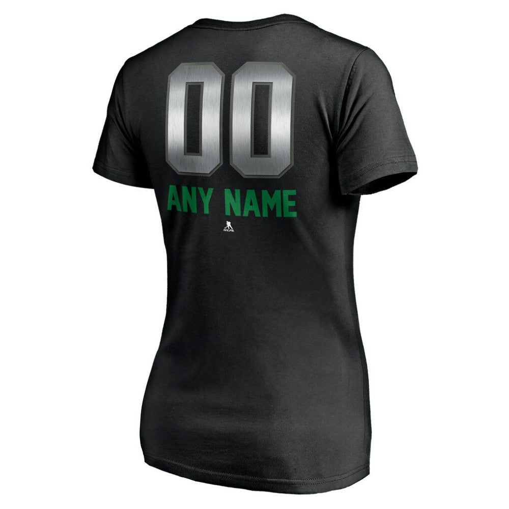 Vancouver Canucks Women's Personalized Midnight Mascot Logo V-Neck T-Shirt - Black | US 4444460