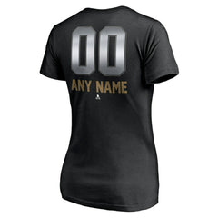 Vegas Golden Knights Women's Personalized Midnight Mascot Logo V-Neck T-Shirt - Black | US 4444461