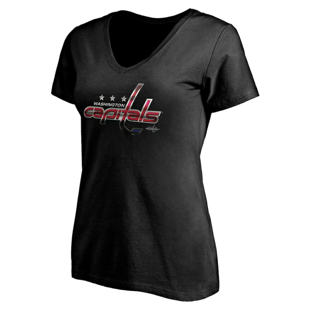 Washington Capitals Women's Personalized Midnight Mascot Logo V-Neck T-Shirt - Black | US 4444462