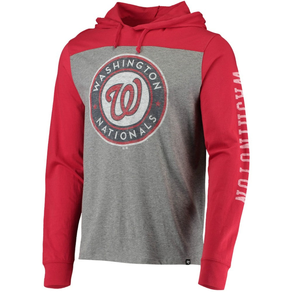 Washington Nationals '47 Franklin Wooster Pullover Hoodie - Heathered Gray/Red Hoodies