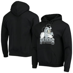Las Vegas Raiders Junk Food Disney Mickey Quarterback Pullover Hoodie - Black Hoodies