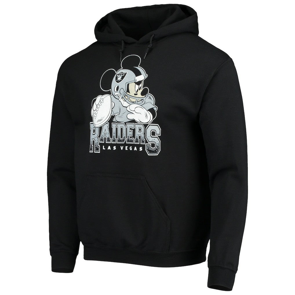 Las Vegas Raiders Junk Food Disney Mickey Quarterback Pullover Hoodie - Black Hoodies