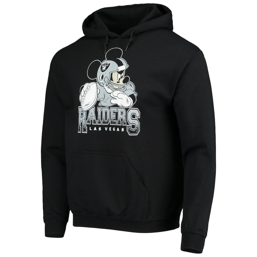 Las Vegas Raiders Junk Food Disney Mickey Quarterback Pullover Hoodie - Black Hoodies