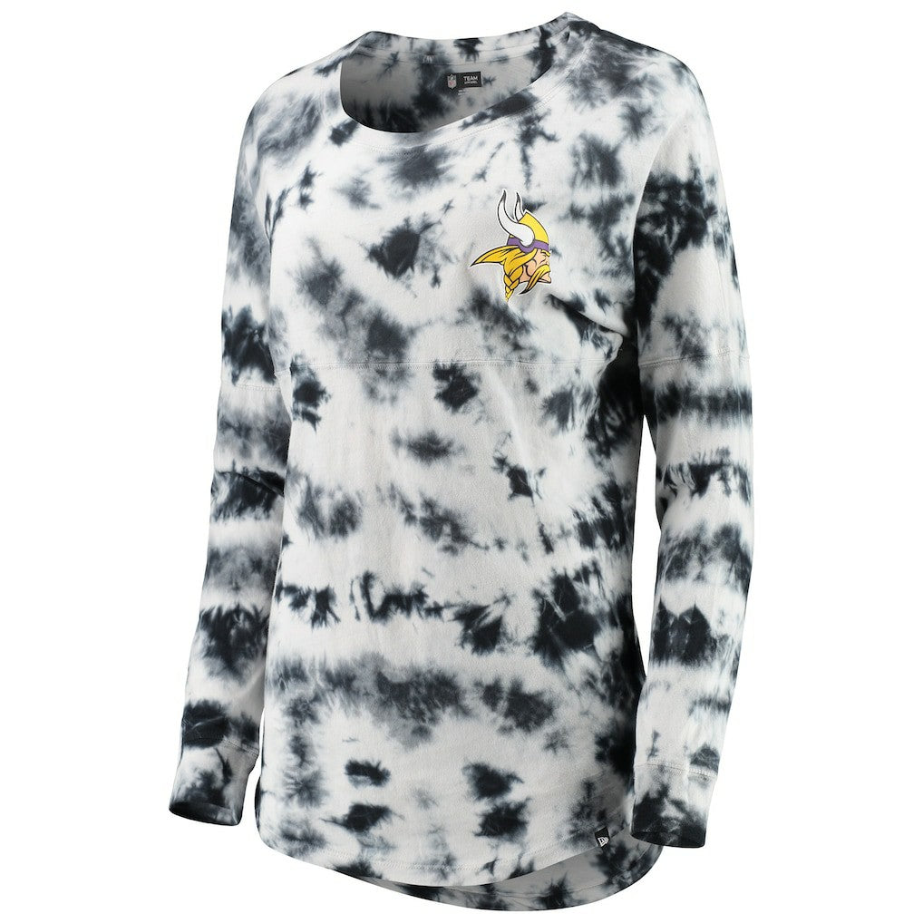 Minnesota Vikings New Era Women's Tie-Dye Long Sleeve T-Shirt - Black T-shirts